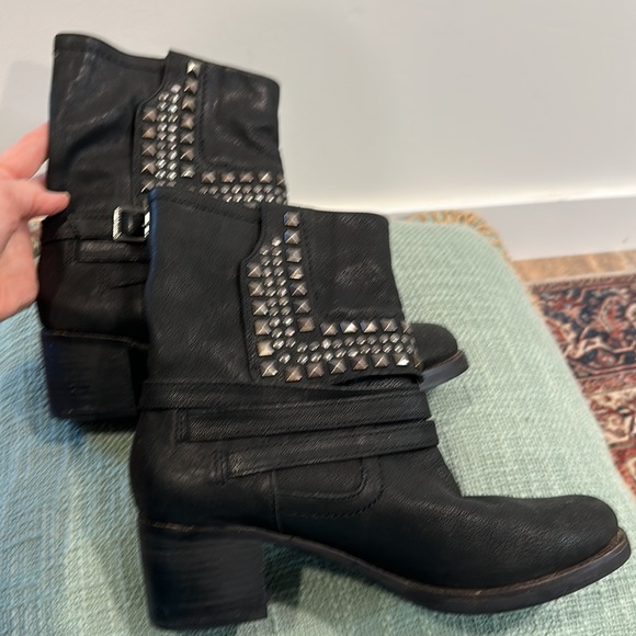 Vince Caputo studded, leather Moto boots, women's size 9 - Picture 3 of 9